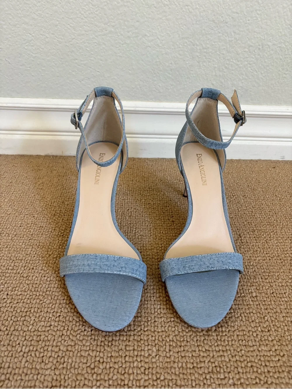 NEW Enzo Angiolini Blue Denim-style Ankle-Strap Sandals, Size 9